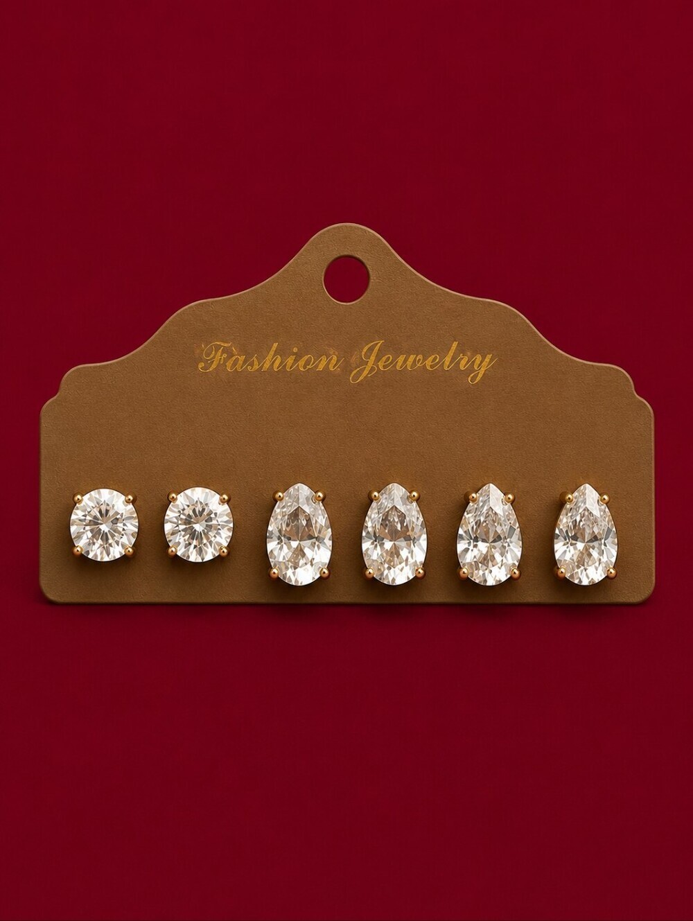 3/$30 VIESTE Crystal Round and Teardrop Post Earrings